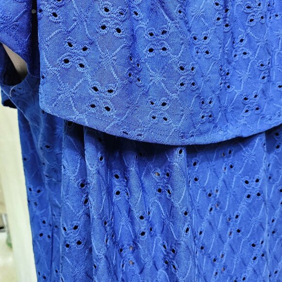 Blue Ruffled Lacy Blouse - Picture 7 of 10